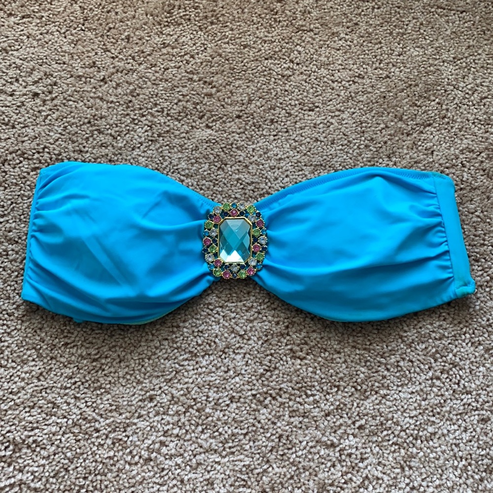 Victoria’s Secret Blue Bandeau Swim Top Large